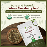 Dried Blackberry Leaf Whole (Rubus fruticosus) - European Wild-Harvest | Kosher Certified | Raw, Vegan, Non GMO & Gluten Free | USDA Certified | Origin - Albania