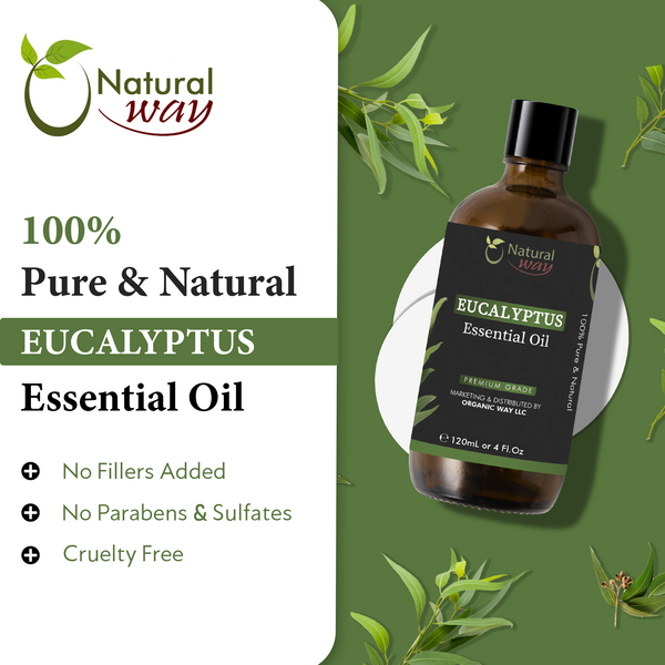 Natural Way Eucalyptus Essential Oil | Premium Grade Essential Oils for Hair Care, Oil for Skin, Aromatherapy, & Diffuser | Essential Oil for Skin Tag Remover, Massage Oil & Humidifier Use | 4 Fl Oz (120 mL)