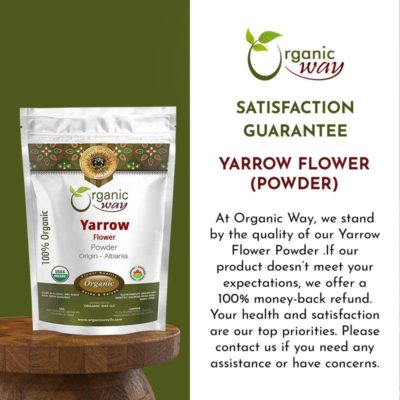Yarrow Flower Powder (Achillea millefolium) - Herbal Tea | European Wild-Harvest | Kosher & USDA Certified | Vegan, Non-GMO & Gluten Free | 100% Raw from Albania