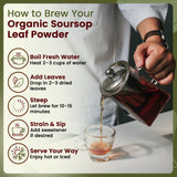 Soursop Leaf Coarse Powder - Herbal Tea | Organic, Vegan, Non GMO & Gluten Free | Resealable Bag, USDA & Kosher Certified | 100% Raw from Sri Lanka