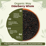 Dried Elderberry Whole - Herbal Tea | European Wild-Harvest | Kosher & USDA Certified | Non-GMO & Gluten Free | Tested for Purity | 100% Raw from Albania