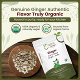Ginger Root Cut & Sifted (Zingiber officinale) - Herbal Tea | Kosher & USDA Certified | Vegan, Non-GMO & Gluten Free | Tested for Heavy Metal and Purity | 100% Raw from India
