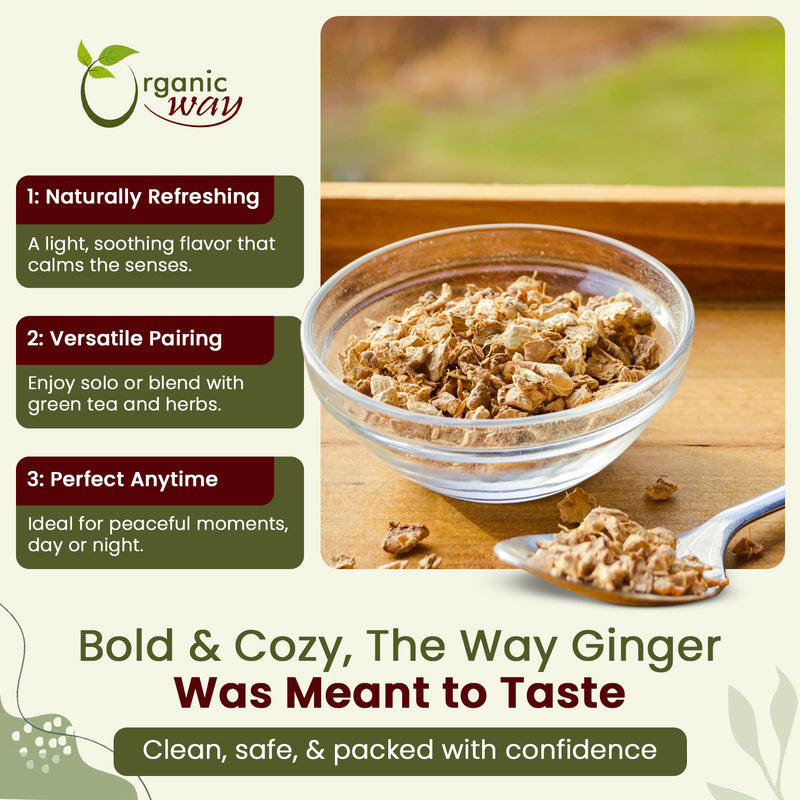 Ginger Root Cut & Sifted (Zingiber officinale) - Herbal Tea | Kosher & USDA Certified | Vegan, Non-GMO & Gluten Free | Tested for Heavy Metal and Purity | 100% Raw from India