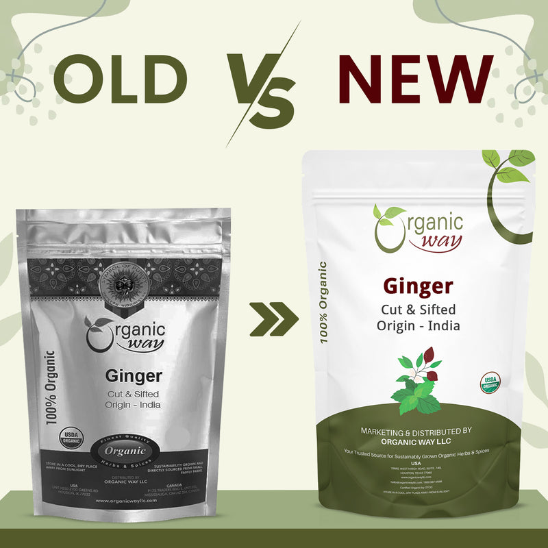 Ginger Root Cut & Sifted (Zingiber officinale) - Herbal Tea | Kosher & USDA Certified | Vegan, Non-GMO & Gluten Free | Tested for Heavy Metal and Purity | 100% Raw from India