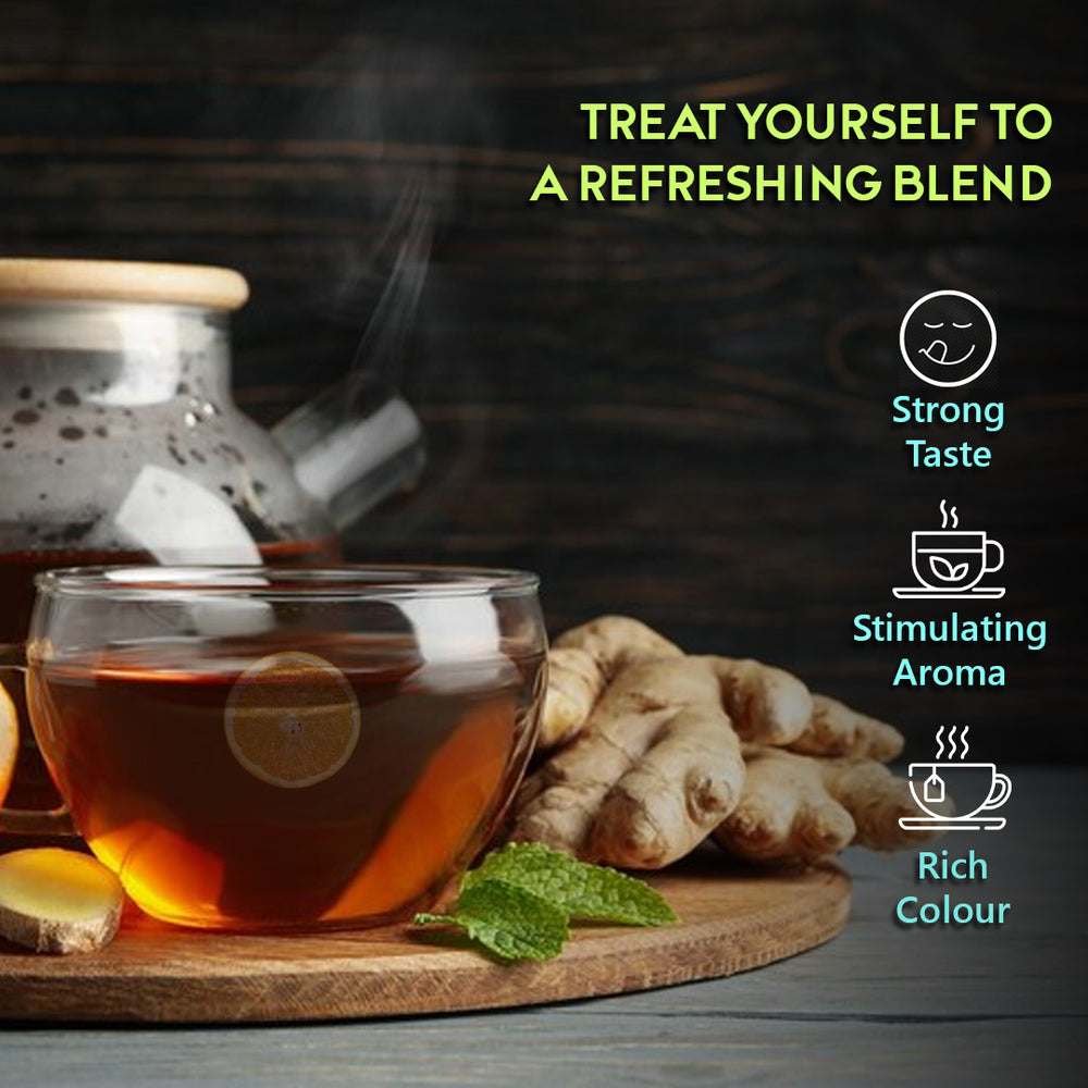 Natural Ginger & Orange Tea - 40 Pyramid Tea Sachets | Kosher