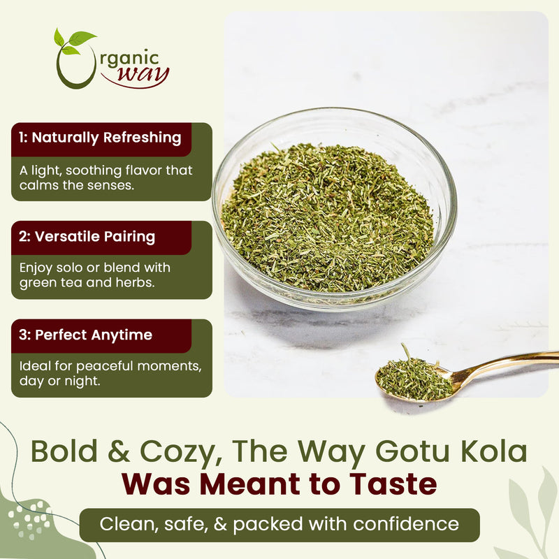 Dried Gotu Kola Cut & Sifted (Centella asiatica) -  Kosher Certified | Raw, Vegan, Non GMO & Gluten Free | USDA Certified | Origin - India