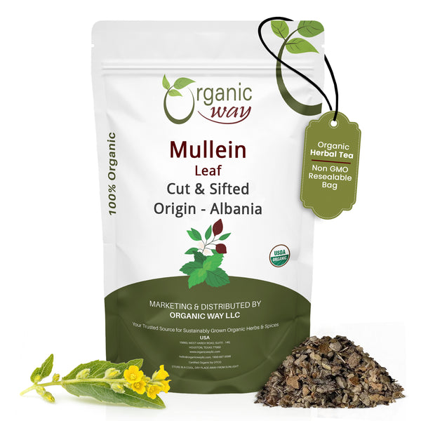 Mullein Leaf Cut & Sifted (Verbascum thapsus) Herbal Tea  - European Wild-Harvest | Kosher Certified | Non GMO & USDA Certified | Origin - Albania