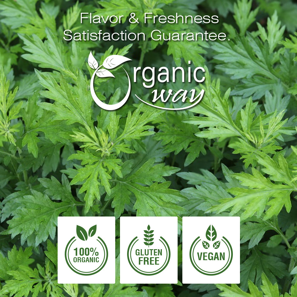 Organic Way Wormwood Herb Cut & Sifted (Artemisia Absinthium) - Herbal Tea | European Wild-Harvest | Kosher & USDA Certified