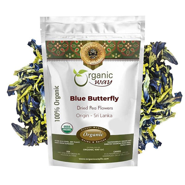 Dried Blue Butterfly Pea Flowers | Vegan, Non GMO & Gluten Free | USDA Certified | Raw from India