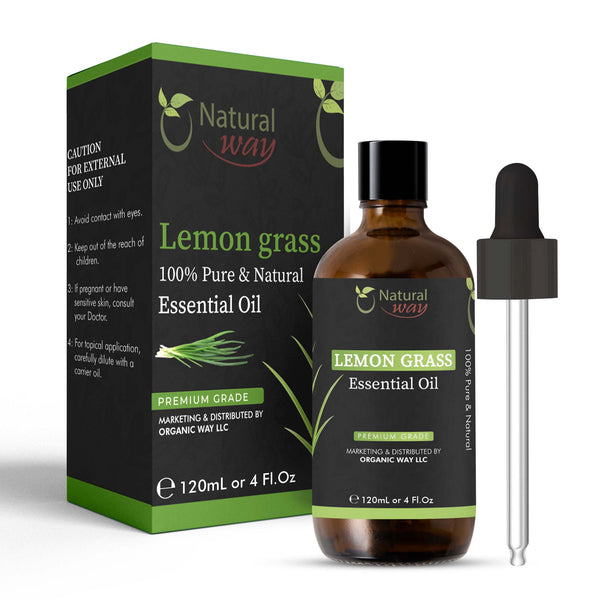 Natural Way Lemongrass Essential Oil | Premium Grade Essential Oils for Hair Care, Oil for Skin, Aromatherapy, & Diffuser | Essential Oil for Hair, Massage Oil & Humidifier Use | 4 Fl Oz (120 mL)