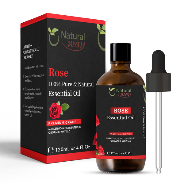 Natural Way Rose Essential Oil | Premium Grade Essential Oils for Hair Care, Aromatherapy, Skin Therapy & Diffuser | Essential Oil for Skin Tag Remover, Massage Oil & Humidifier | 4 Fl Oz (120 mL)