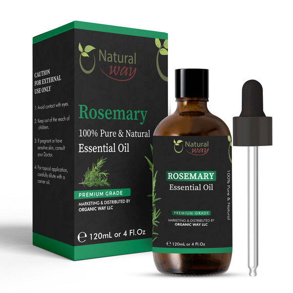 Natural Way Rosemary Essential Oil | Pure Aromatherapy Oil for Diffusers, Hair Growth, Skin, Scalp Care, Massage | Refreshing Hair Oil for Women & Men | Organic Essential Oil for Diffuser | 4 Fl Oz (120 mL)